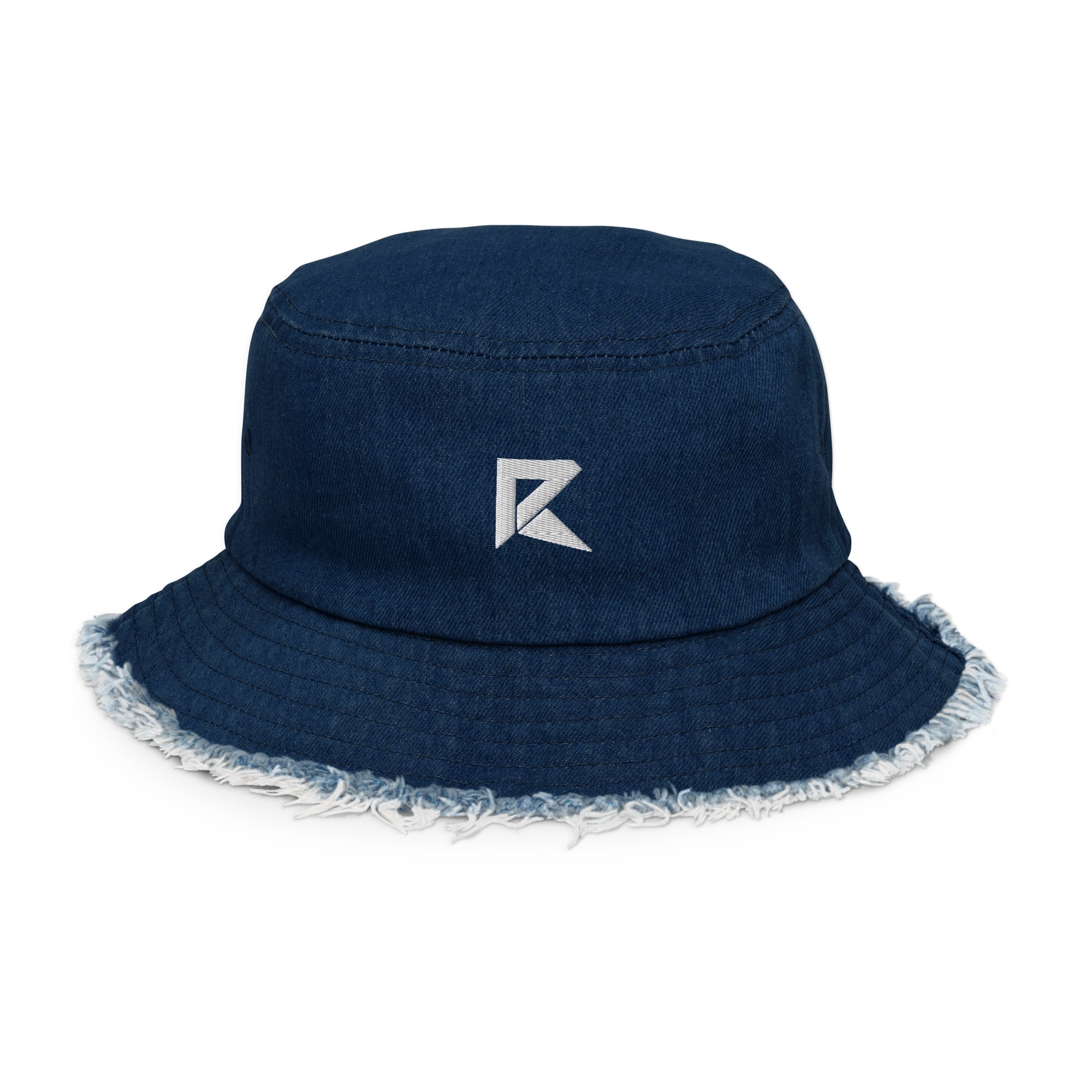 1pc Ladies' Blue Wide Brim Distressed Denim Bucket Hat With Frayed Edge,  Fashionable And Casual For Daily Wear
